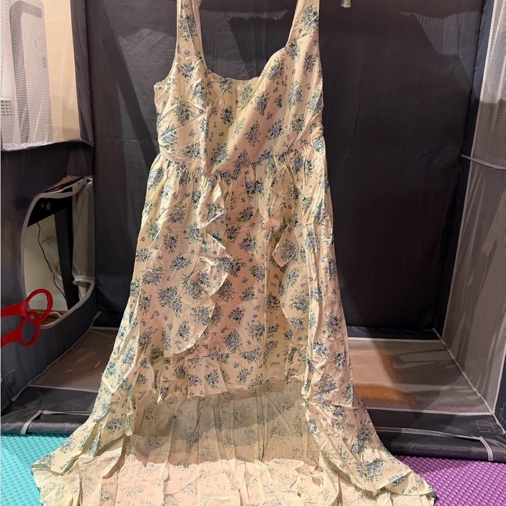 Floral High-Low Dress- shoulders baby doll M - Picture 6 of 9